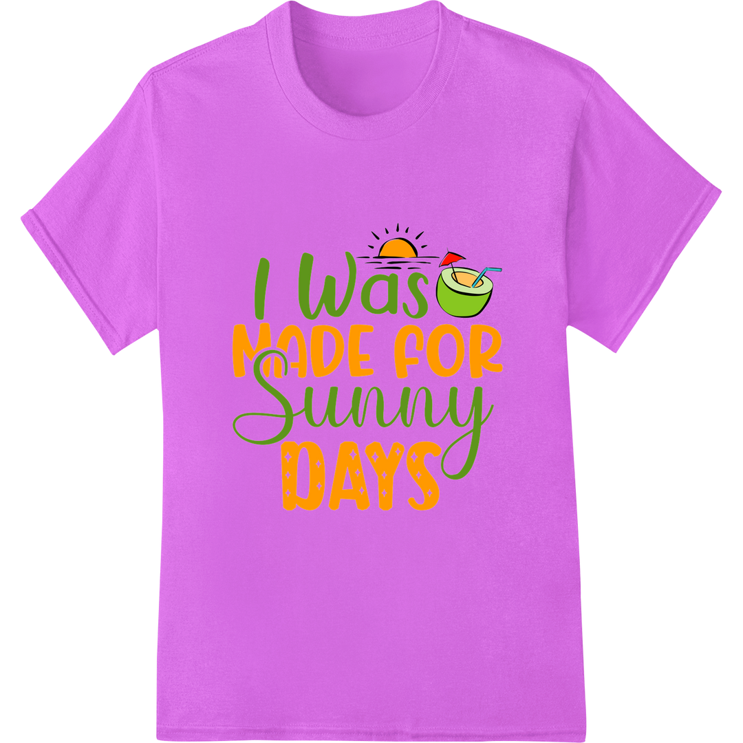 Sunny Days Ahead: Cheerful Summer DTF Print Heat Transfer on purple shirt - SUPERDTF-DTF Prints-DTF Transfers-Custom DTF Prints