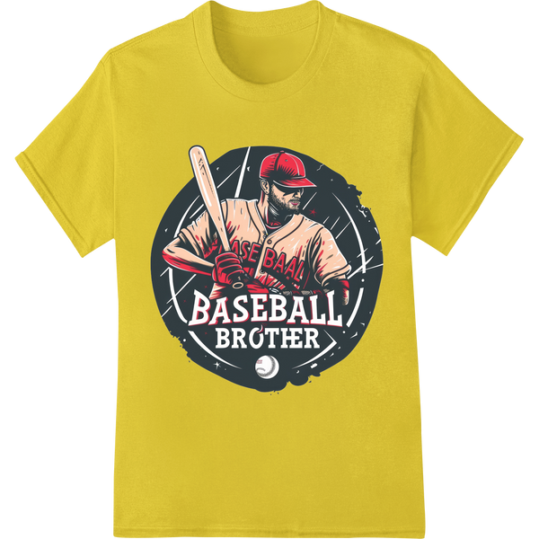 Bold 'Baseball Brother' DTF Print Heat Transfer | Super DTF on yellow shirt - SUPERDTF-DTF Prints-DTF Transfers-Custom DTF Prints