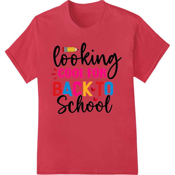 Look Cool for School with this Bold DTF Print Transfer on red shirt - SUPERDTF-DTF Prints-DTF Transfers-Custom DTF Prints