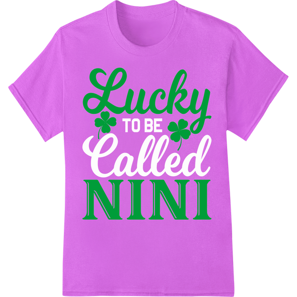 Lucky NINI: Charming St. Patrick's Day DTF Print Transfer on purple shirt - SUPERDTF-DTF Prints-DTF Transfers-Custom DTF Prints