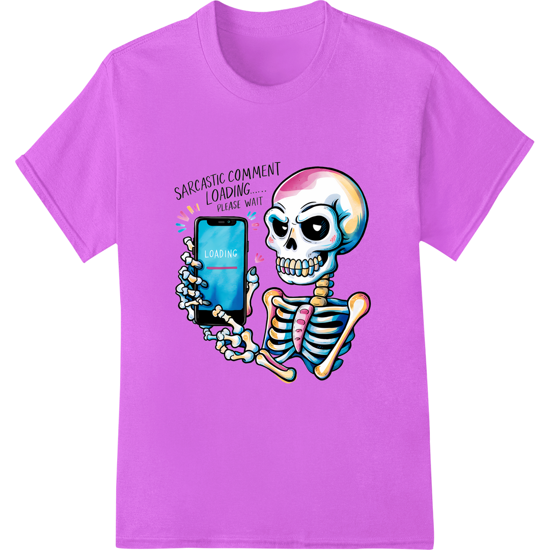 Sarcastic Skeleton: Witty Halloween DTF Print Heat Transfer on purple shirt - SUPERDTF-DTF Prints-DTF Transfers-Custom DTF Prints