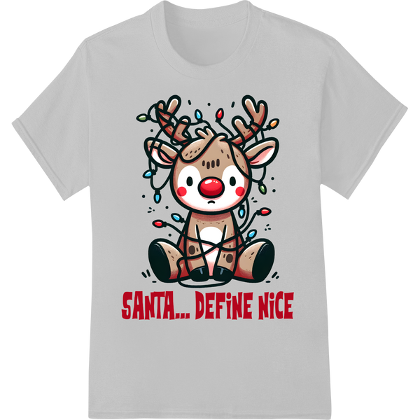 Naughty Reindeer Christmas DTF Print Heat Transfer on white shirt - SUPERDTF-DTF Prints-DTF Transfers-Custom DTF Prints