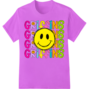 Colorful 'GRIFFINS' Smiley Face DTF Print Heat Transfer with custom durable print transfers artwork