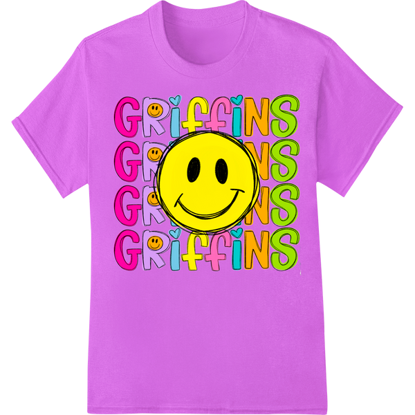 Colorful 'GRIFFINS' Smiley Face DTF Print Heat Transfer with custom durable print transfers artwork