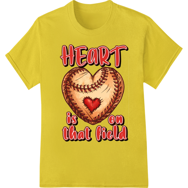 Baseball Heart: Home Run Love DTF Print Transfer on yellow shirt - SUPERDTF-DTF Prints-DTF Transfers-Custom DTF Prints