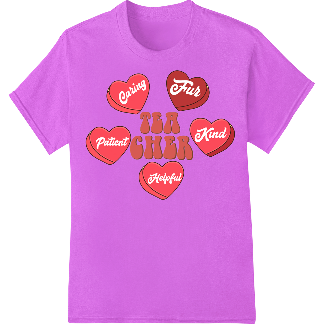 Heartfelt Teacher Valentine's Day Super DTF Transfer Print on purple shirt - SUPERDTF-DTF Prints-DTF Transfers-Custom DTF Prints