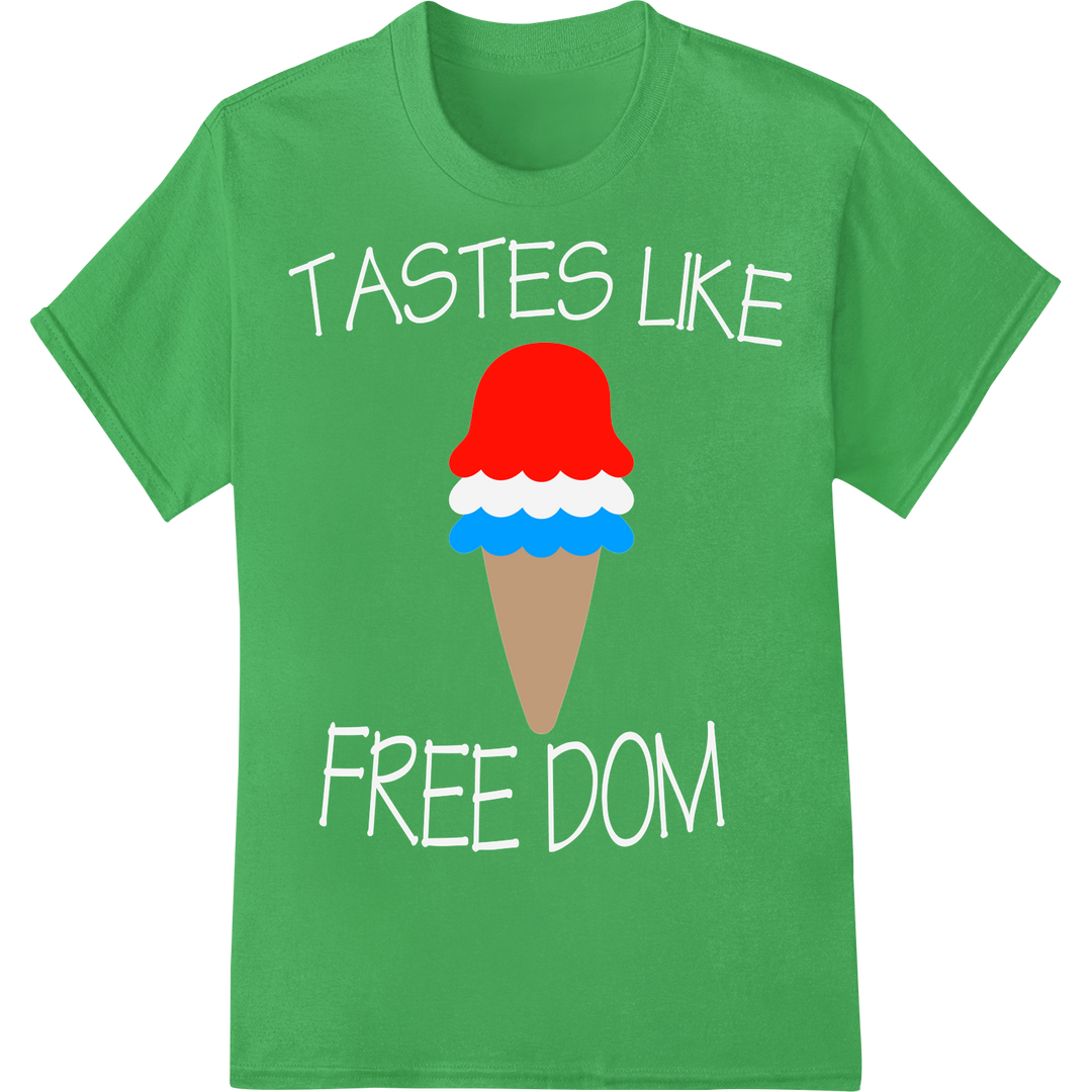 Patriotic Ice Cream Cone 4th of July Heat Transfer on green shirt - SUPERDTF-DTF Prints-DTF Transfers-Custom DTF Prints