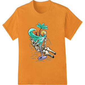 Ride the Wave: Rad Surfing Palm Tree Beach Illustration - High-quality custom garment printing