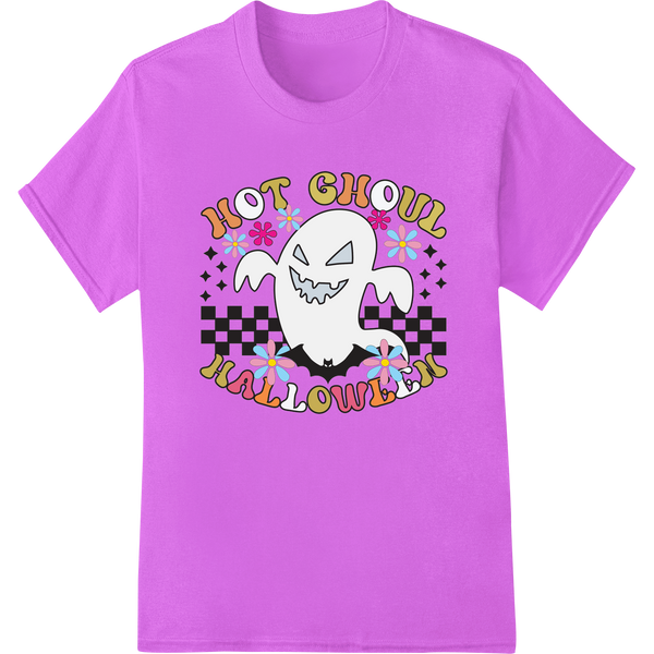 Hot Ghoul Halloween: Cute Ghost DTF Print Heat Transfer on purple shirt - SUPERDTF-DTF Prints-DTF Transfers-Custom DTF Prints