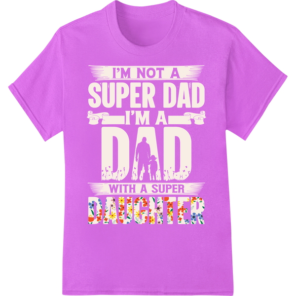 Bold Super Dad DTF Print Heat Transfer Father's Day Gift on purple shirt - SUPERDTF-DTF Prints-DTF Transfers-Custom DTF Prints