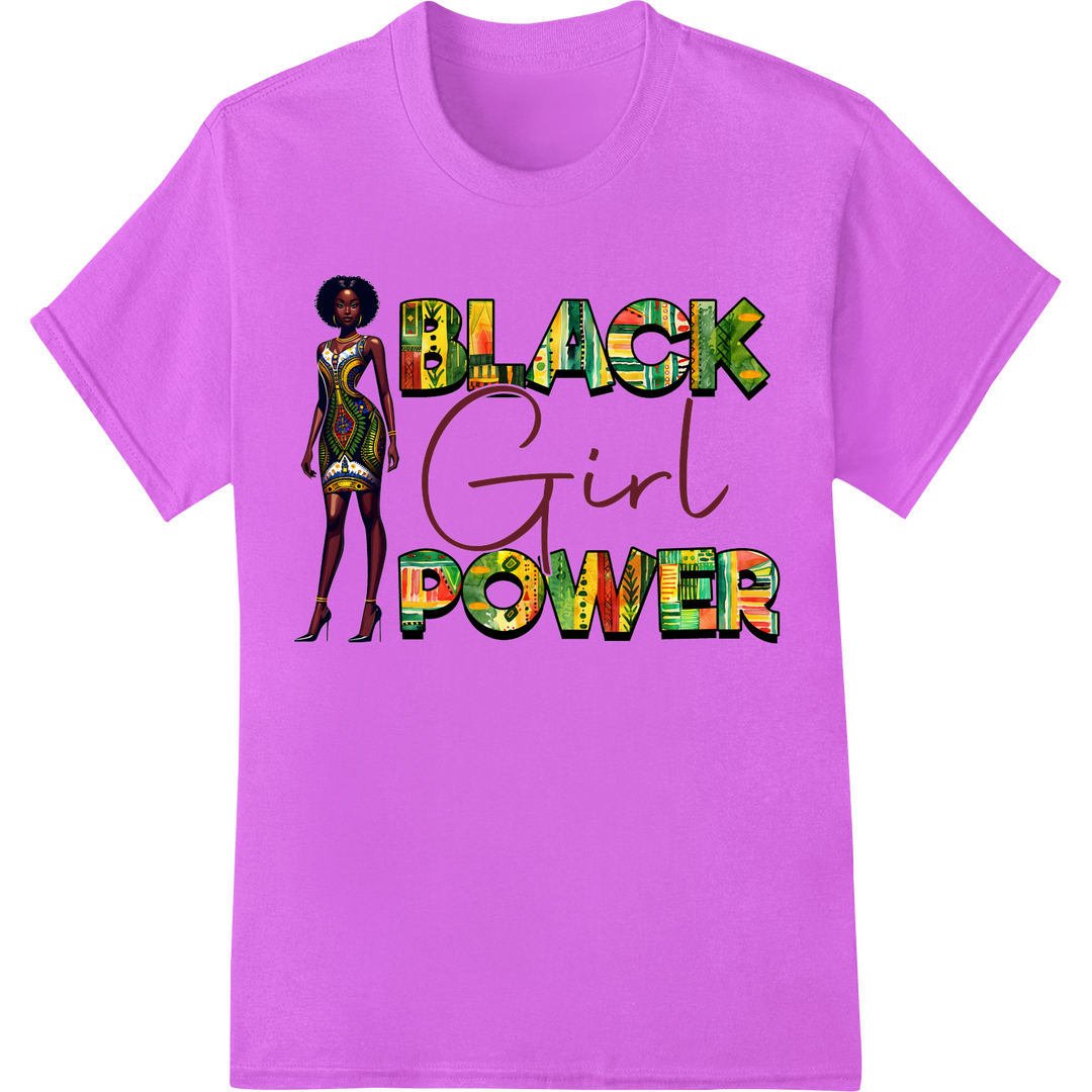 Black Girl Power DTF Print Heat Transfer | Black History on purple shirt - SUPERDTF-DTF Prints-DTF Transfers-Custom DTF Prints