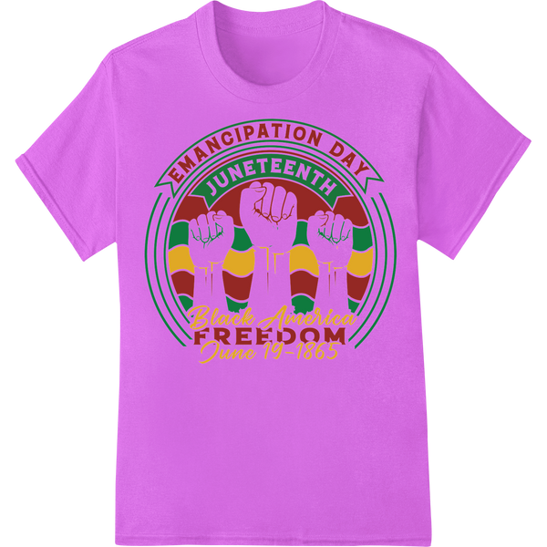 Vibrant Juneteenth Fist DTF Print Transfer | Black Freedom on purple shirt - SUPERDTF-DTF Prints-DTF Transfers-Custom DTF Prints