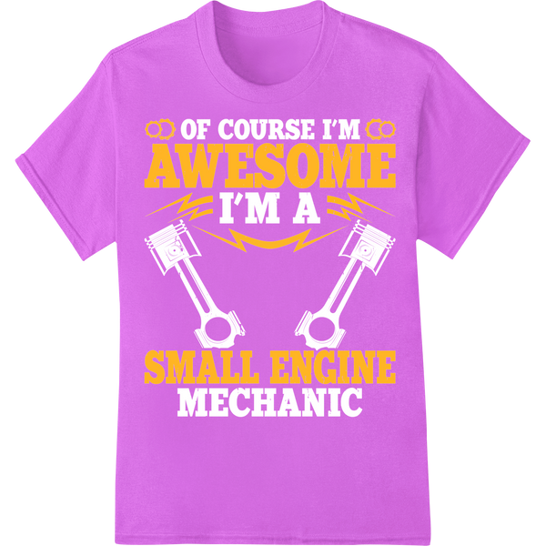 Rev Up Your Style: Awesome Small Engine DTF Print on purple shirt - SUPERDTF-DTF Prints-DTF Transfers-Custom DTF Prints