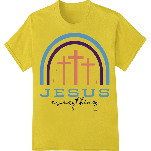 Jesus Everything - Bold Faith DTF Print Heat Transfer Design on yellow shirt - SUPERDTF-DTF Prints-DTF Transfers-Custom DTF Prints