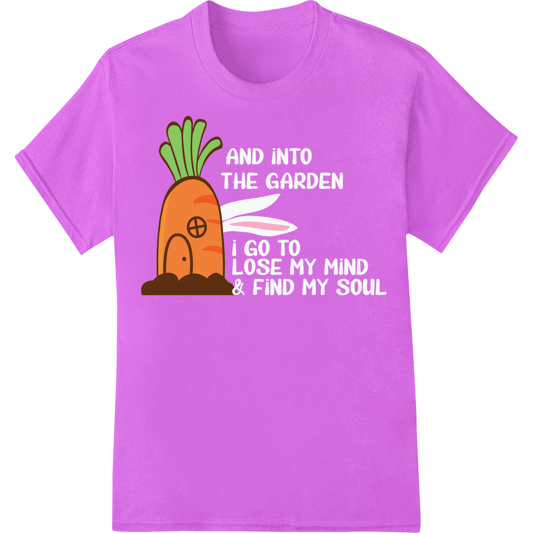 Cheerful Carrot: Gardening Delight DTF Print Heat Transfer on purple shirt - SUPERDTF-DTF Prints-DTF Transfers-Custom DTF Prints