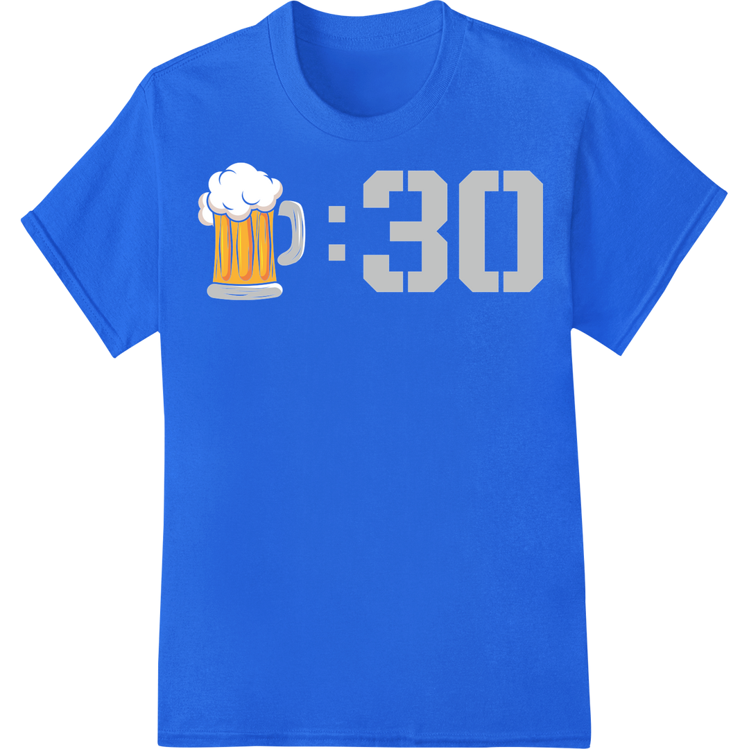 Cheers to 30 Years! Retro Beer Mug Birthday DTF Transfer on blue shirt - SUPERDTF-DTF Prints-DTF Transfers-Custom DTF Prints