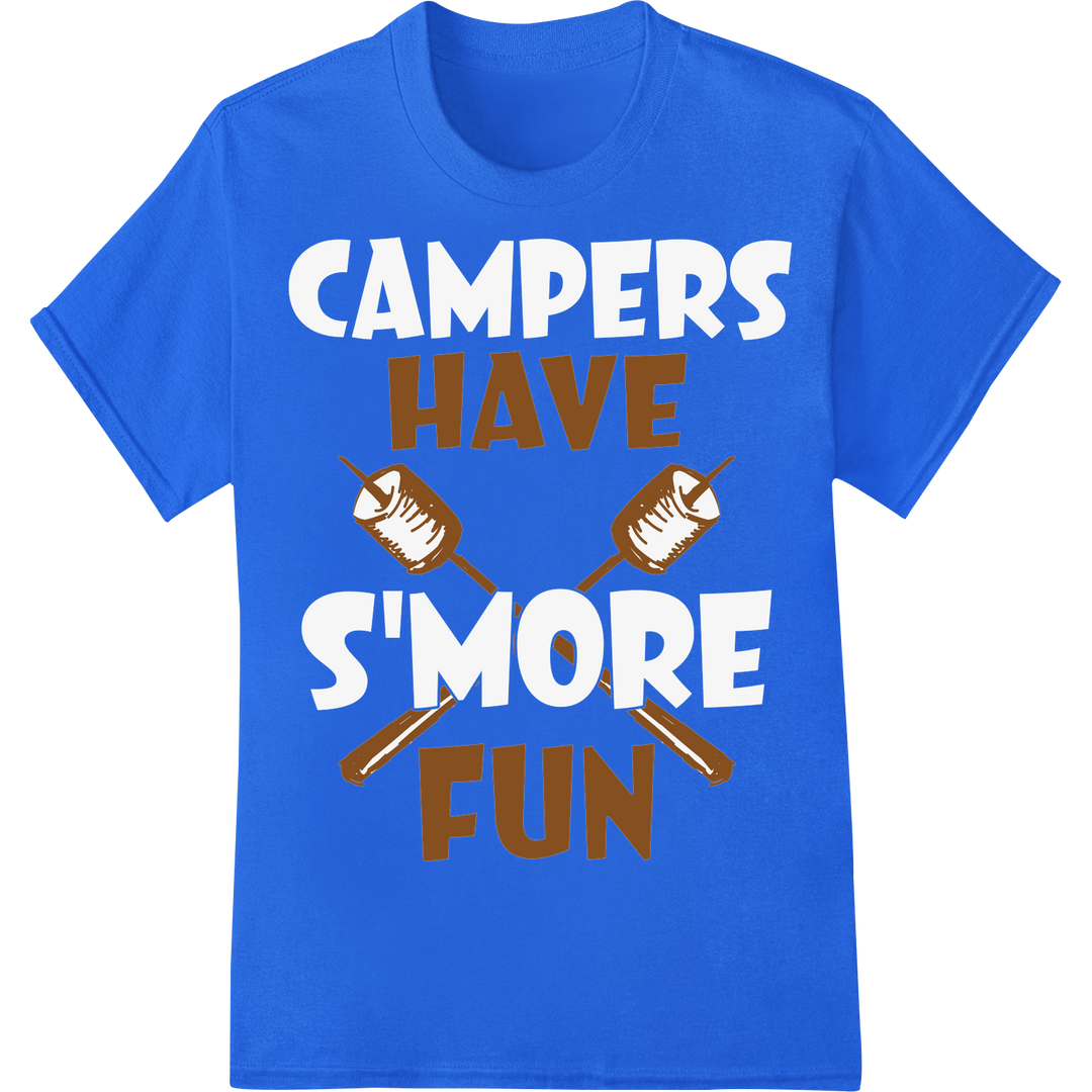 Rustic 'HAVE FUN' Camping DTF Print Heat Transfer Design on blue shirt - SUPERDTF-DTF Prints-DTF Transfers-Custom DTF Prints