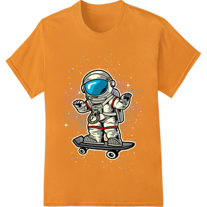 Cosmic Astronaut Skateboarder - Edgy Urban DTF Print enhanced with professional DTF print shop