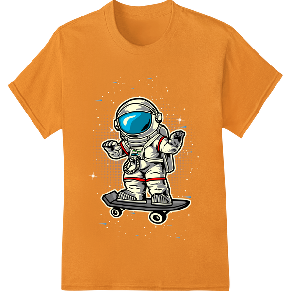 Cosmic Astronaut Skateboarder - Edgy Urban DTF Print enhanced with professional DTF print shop