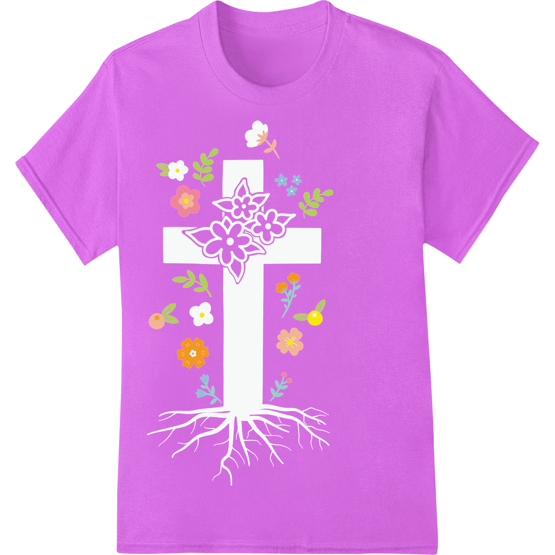 Vibrant Easter Floral Heat Transfer Print | Religious Bundle on purple shirt - SUPERDTF-DTF Prints-DTF Transfers-Custom DTF Prints