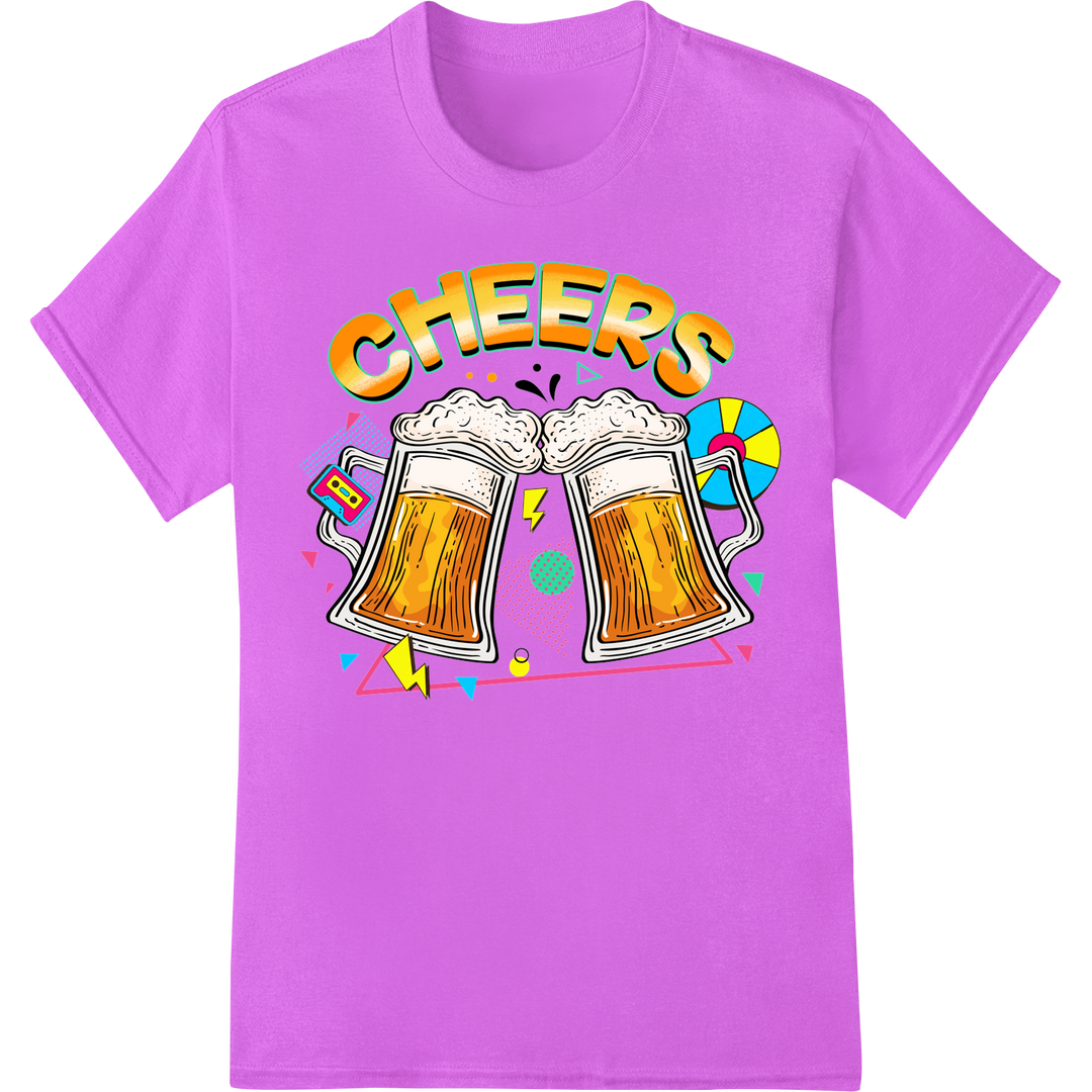 Raise a Toast with Our Cheers Beer Day DTF Print Transfer on purple shirt - SUPERDTF-DTF Prints-DTF Transfers-Custom DTF Prints