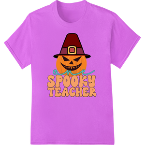 Spooky Pumpkin Teacher Halloween DTF Print Heat Transfer showcasing advanced custom print solutions technology