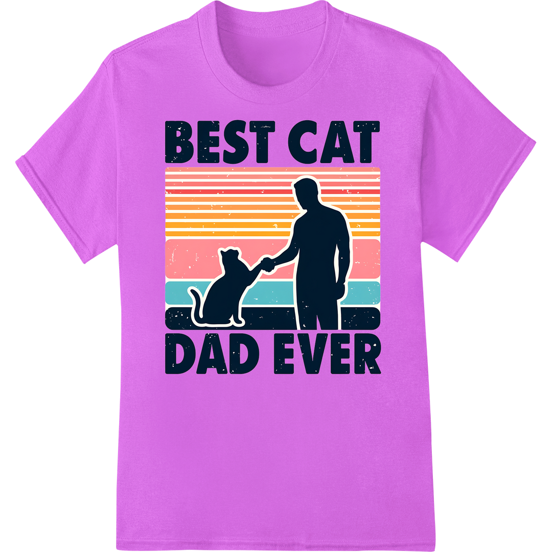 Best Cat Dad Ever: Purrfect Father's Day Gift for Feline Lovers on purple shirt - SUPERDTF-DTF Prints-DTF Transfers-Custom DTF Prints