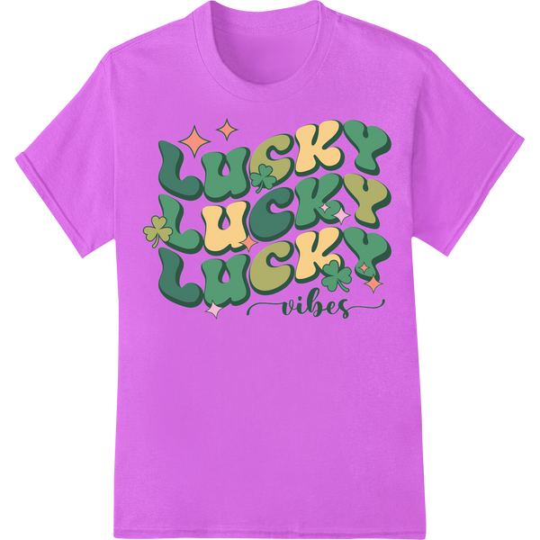 Lucky Retro Vibes: St. Patrick's Day DTF Print Transfer on purple shirt - SUPERDTF-DTF Prints-DTF Transfers-Custom DTF Prints