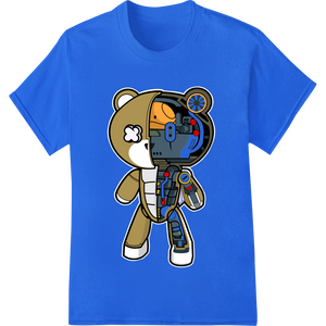 Vibrant custom garment printing print on Cuddly Cyborg: Robotic Teddy Bear DTF Print Heat Transfer