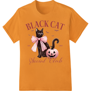 Vintage Black Cat Social Club - Halloween DTF Print with custom DTF technology artwork