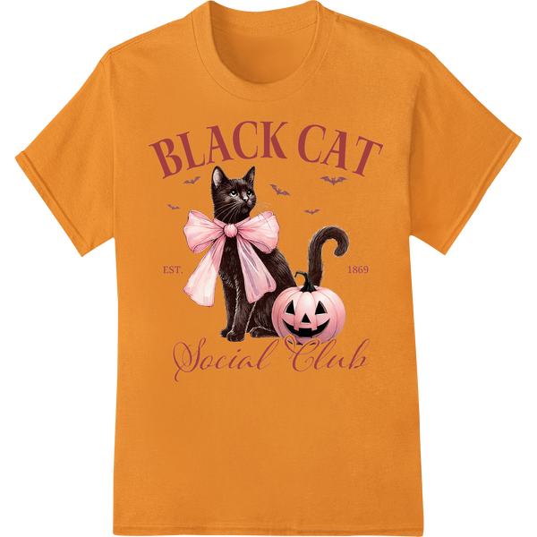 Vintage Black Cat Social Club - Halloween DTF Print with custom DTF technology artwork