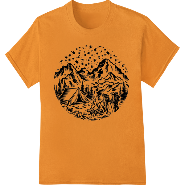 Starry Mountain Campfire DTF Print for Nature Lovers on orange shirt - SUPERDTF-DTF Prints-DTF Transfers-Custom DTF Prints