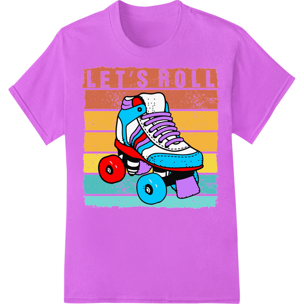 Retro Rollerskate Vibes: Let's Roll in Style! | DTF Print on purple shirt - SUPERDTF-DTF Prints-DTF Transfers-Custom DTF Prints