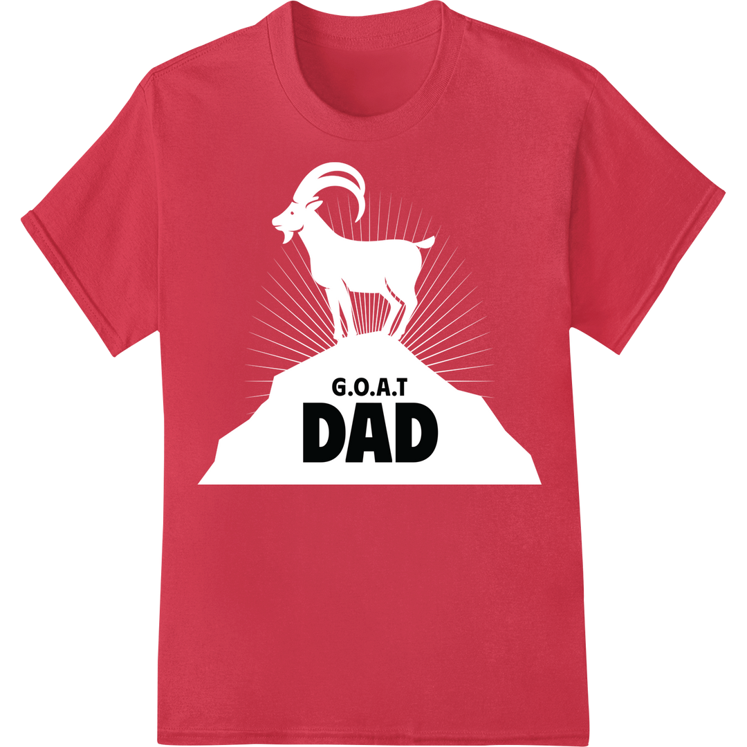 G.O.A.T DAD: Retro Greatest of All Time Father DTF Print on red shirt - SUPERDTF-DTF Prints-DTF Transfers-Custom DTF Prints