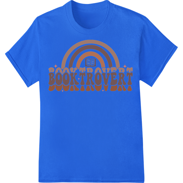 Embrace Your Inner Book Trovert: Retro Reader Design on blue shirt - SUPERDTF-DTF Prints-DTF Transfers-Custom DTF Prints