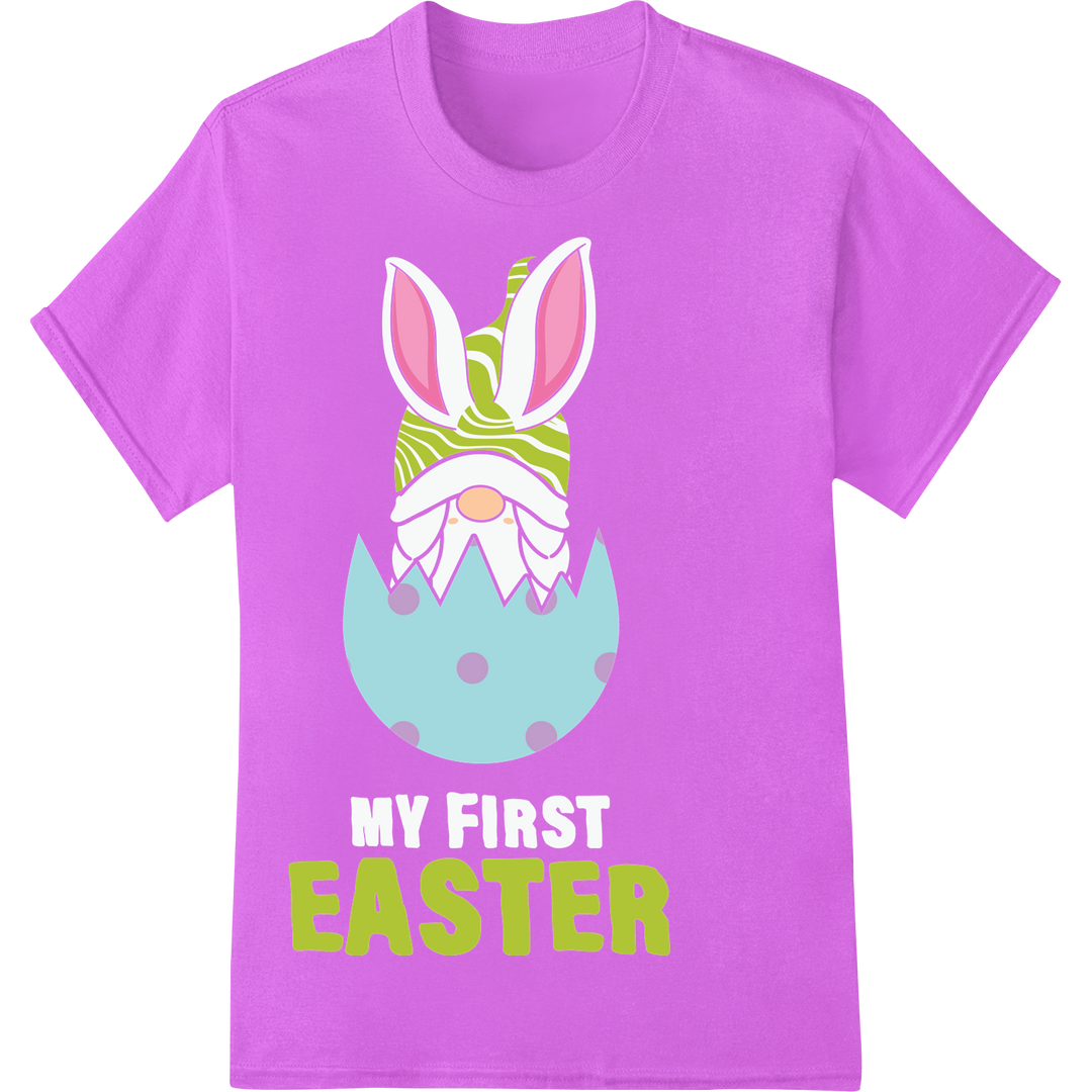 Adorable Easter Bunny Gnome DTF Print Heat Transfer on purple shirt - SUPERDTF-DTF Prints-DTF Transfers-Custom DTF Prints