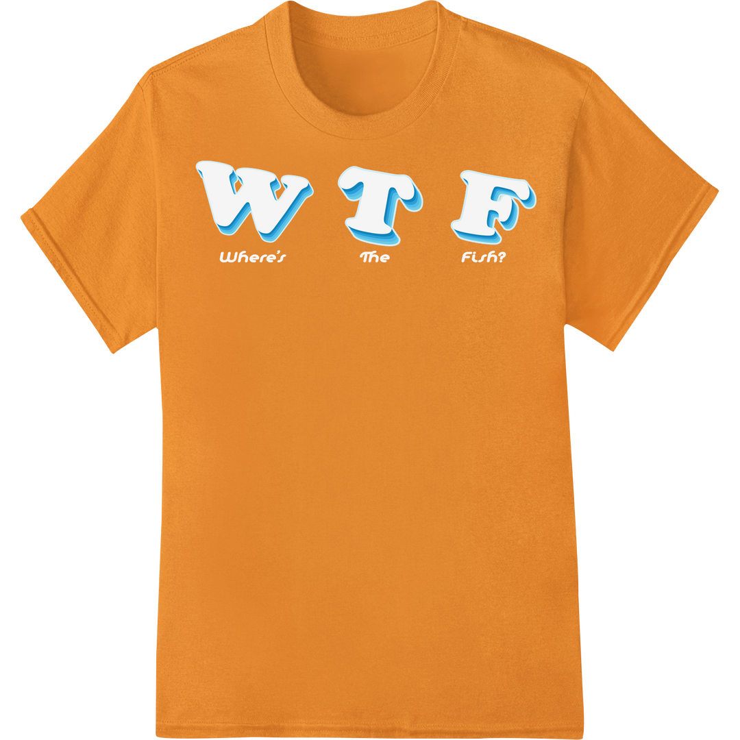 Fishing Gear Silhouette DTF Print Heat Transfer | Dad Gift on orange shirt - SUPERDTF-DTF Prints-DTF Transfers-Custom DTF Prints