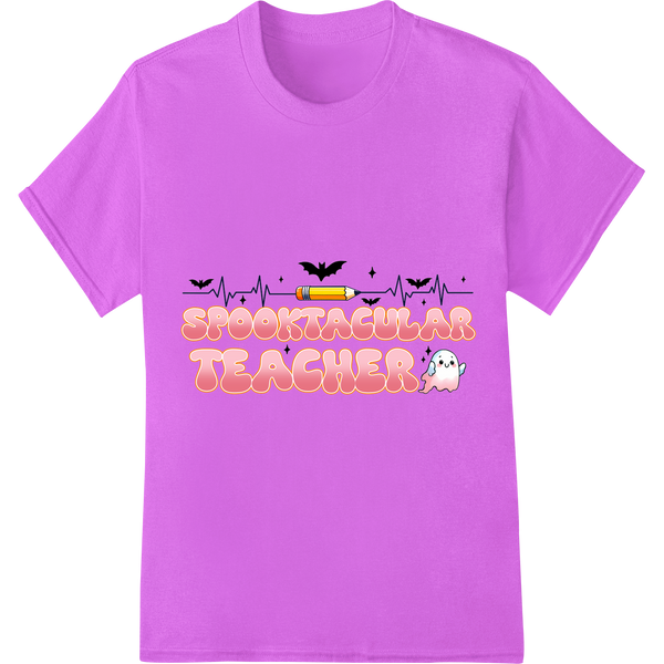 Spooktacular Teacher: Festive DTF Print for Halloween Fun on purple shirt - SUPERDTF-DTF Prints-DTF Transfers-Custom DTF Prints