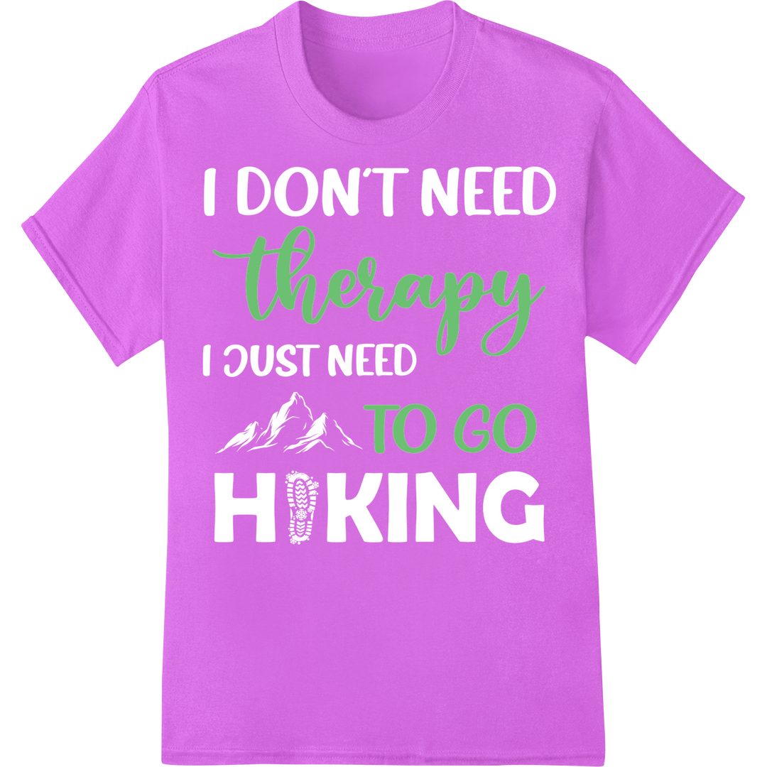 Embrace Nature's Therapy: 'Therapy to Go' Hiking Print on purple shirt - SUPERDTF-DTF Prints-DTF Transfers-Custom DTF Prints