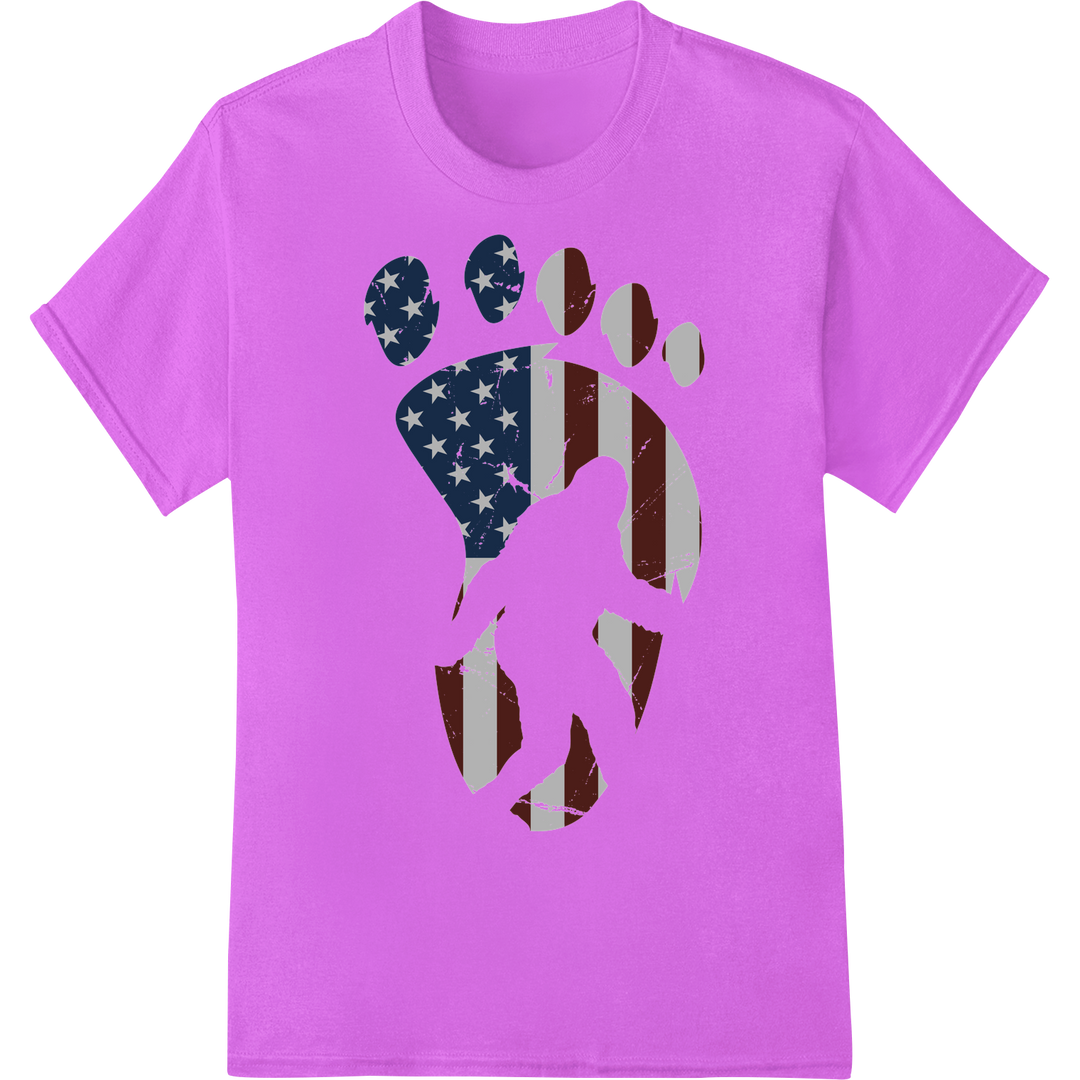 Patriotic American Flag Footprint DTF Print Heat Transfer on purple shirt - SUPERDTF-DTF Prints-DTF Transfers-Custom DTF Prints