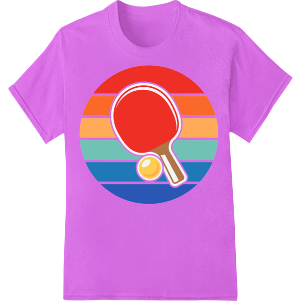 Retro Sunset Ping Pong Paddle Heat Transfer | Bold DTF Print on purple shirt - SUPERDTF-DTF Prints-DTF Transfers-Custom DTF Prints