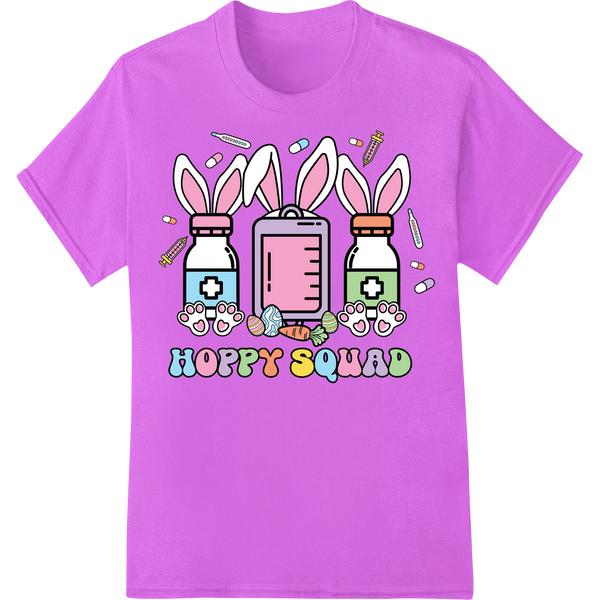 Hoppy Squad: Adorable Easter Nurse Bunny DTF Print on purple shirt - SUPERDTF-DTF Prints-DTF Transfers-Custom DTF Prints