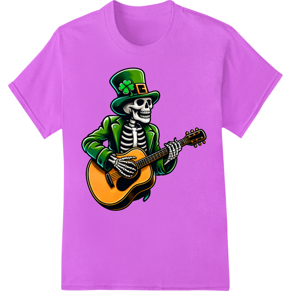 Rockin' Skeleton Guitarist | St. Patrick's Day DTF Print on purple shirt - SUPERDTF-DTF Prints-DTF Transfers-Custom DTF Prints