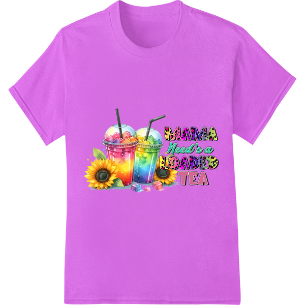 Vibrant 'Mama Needs A Reader Tea' Summer Drinks DTF Print on purple shirt - SUPERDTF-DTF Prints-DTF Transfers-Custom DTF Prints