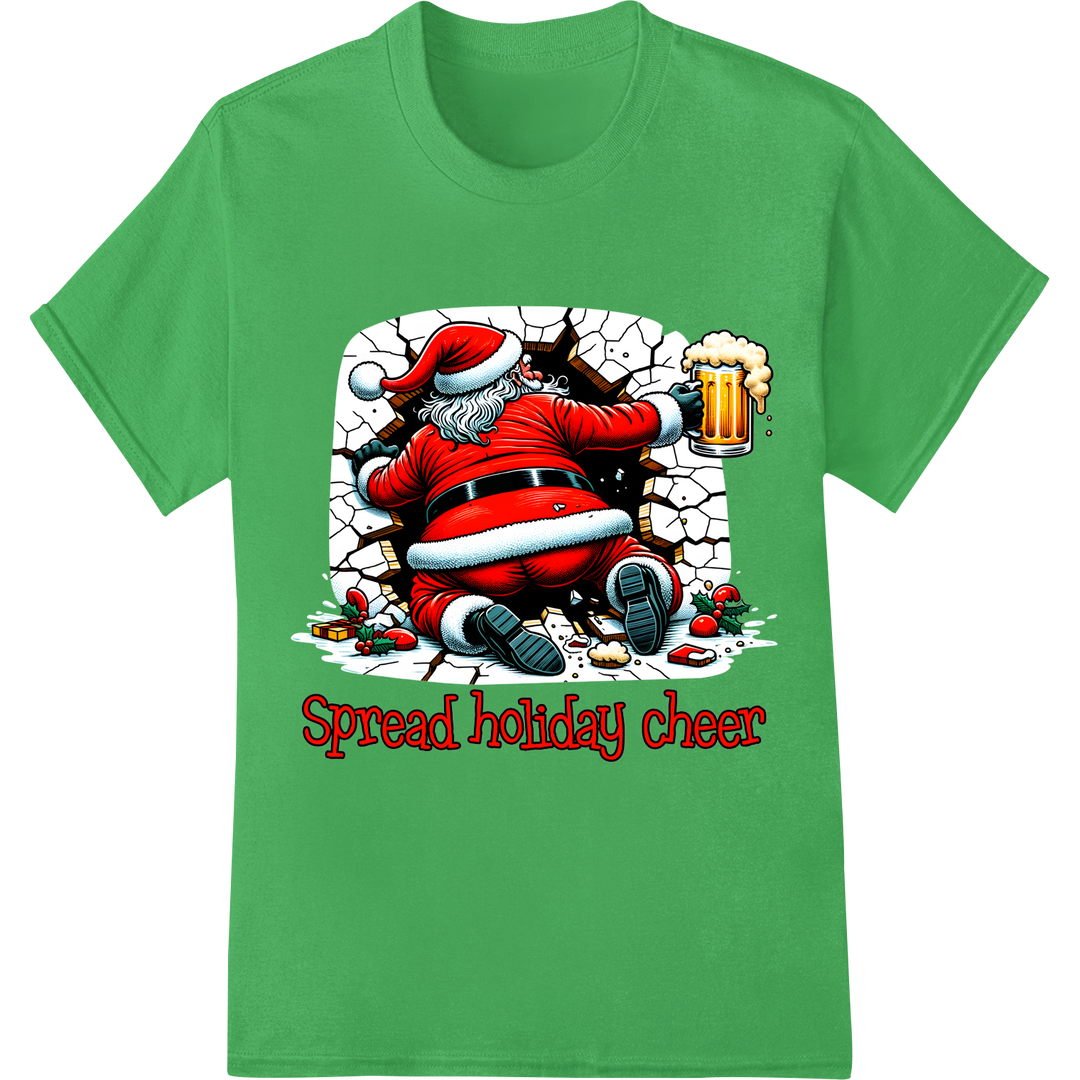 Hilarious Comic Santa Claus - Funny Christmas DTF Print on green shirt - SUPERDTF-DTF Prints-DTF Transfers-Custom DTF Prints