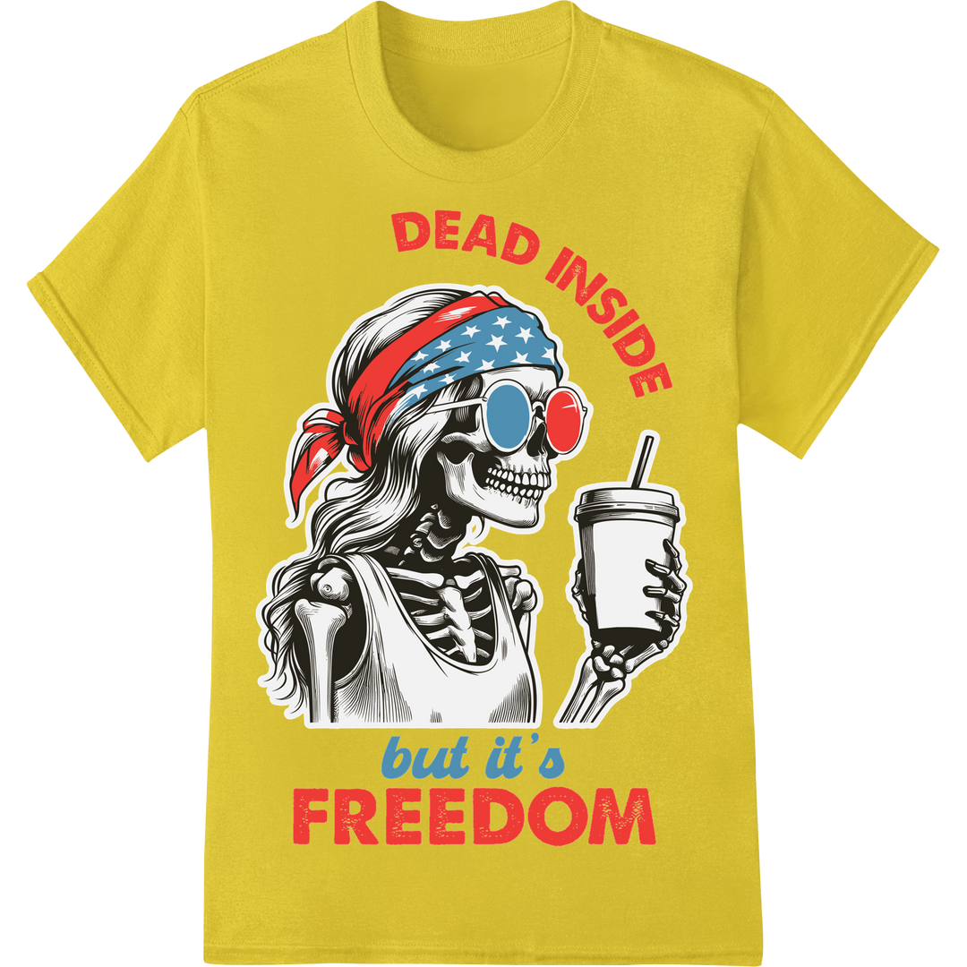 Edgy Patriotic Skull DTF Print Heat Transfer | Super DTF on yellow shirt - SUPERDTF-DTF Prints-DTF Transfers-Custom DTF Prints