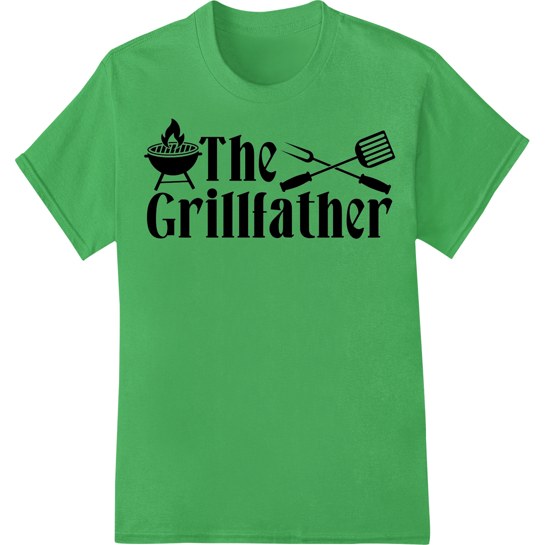 The Grillfather DTF Print Heat Transfer | Father's Day BBQ on green shirt - SUPERDTF-DTF Prints-DTF Transfers-Custom DTF Prints