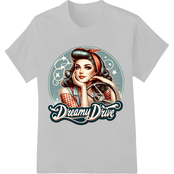 Vintage Bombshell: Retro Pin-Up Girl DTF Heat Transfer on white shirt - SUPERDTF-DTF Prints-DTF Transfers-Custom DTF Prints