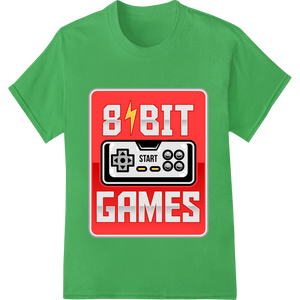 Retro 8-Bit Gaming Controller Heat Transfer Print made with premium garment printing