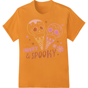 Custom customized apparel design - Sweet & Spooky: Adorable Skull Ice Cream Halloween DTF Print